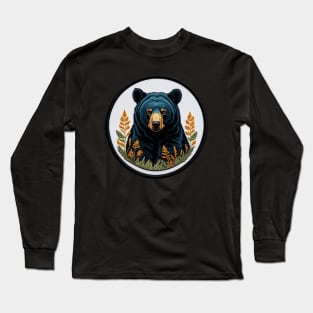 Black Bear Embroidered Patch Long Sleeve T-Shirt